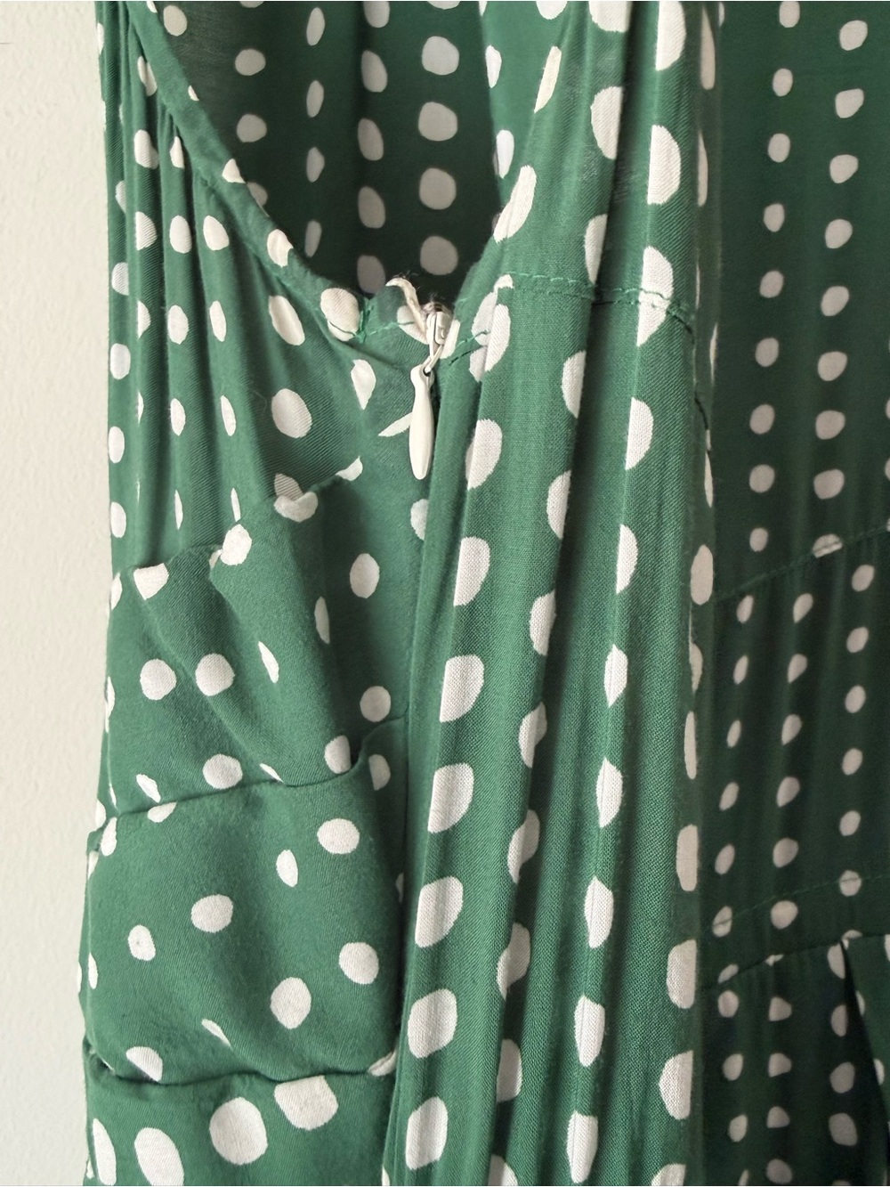 SOLD-Anthropologie 11·1·TYLHO Brynn Shirt Dress With Pockets Green Polka Dot L - Picture 9 of 11